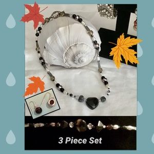 Black Onyx Necklace & Sterling Earring Set